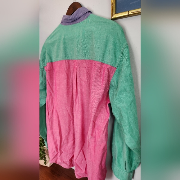 Vintage Pastel Colorblock Obersized Button-Up - Picture 2 of 4